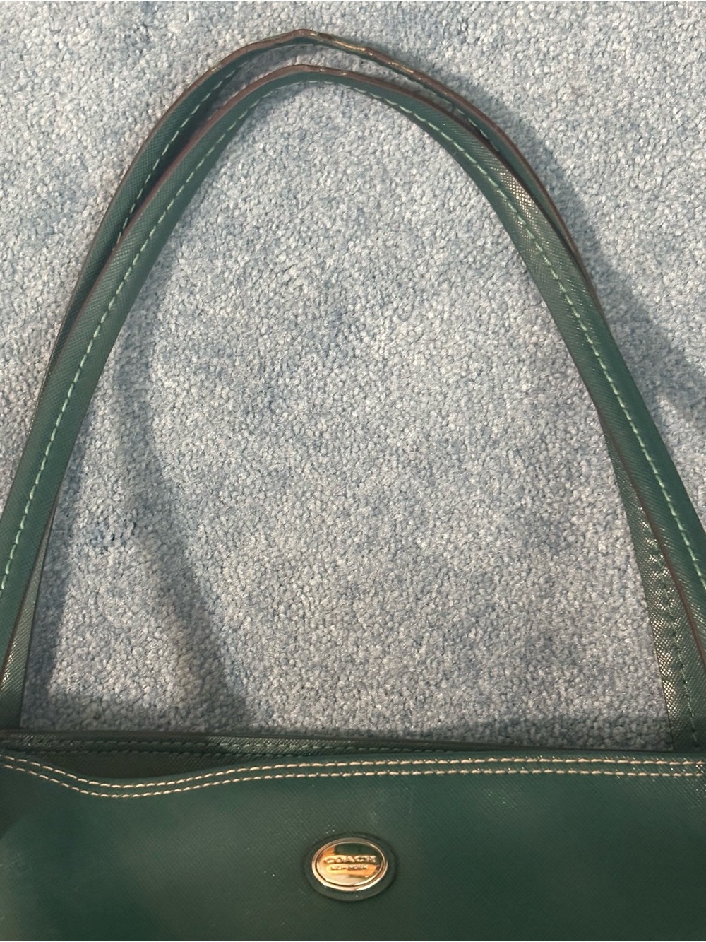 Coach Peyton Coated Canvas Saffiano Tote in Racing Green - Picture 8 of 14